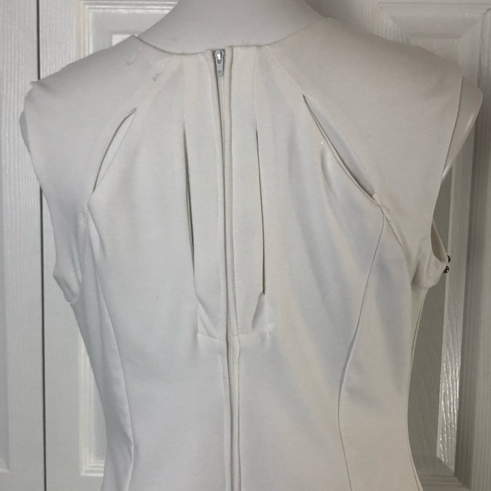 Ruby Rox Cream Colored Lined Sleeveless Dress with Gold Beads. Size 13 - Picture 8 of 12
